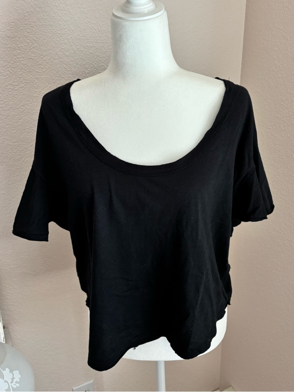 We the Free flutter sleeve, raw seam tee